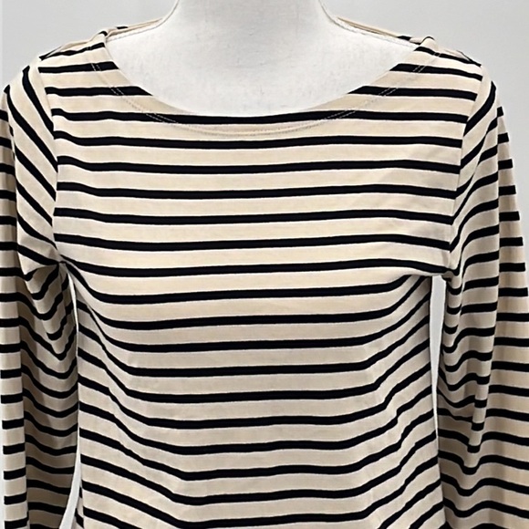 Nili Lotan for Target Striped Long Sleeve T Shirt Black & Cream - Size XXS - Picture 3 of 8